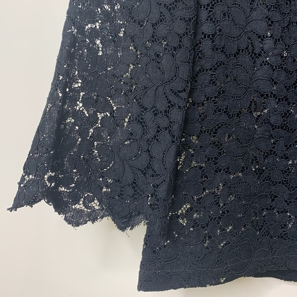 Tahari | Black Floral Embroidered Lace Sheer V-Neck Cardigan Jacket M - Picture 13 of 16